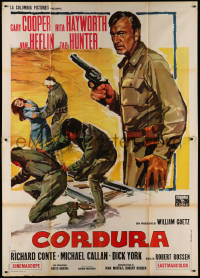 3w0982 THEY CAME TO CORDURA Italian 2p R1960s different art of Gary Cooper with gun & Rita Hayworth!