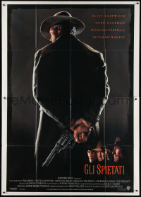 3w0985 UNFORGIVEN Italian 2p 1992 classic image of gunslinger Clint Eastwood with his back turned!