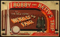 3w0520 1939 NEW YORK WORLD'S FAIR 12x19 Bobby and Betty board game top 1939 from Parker Bros!