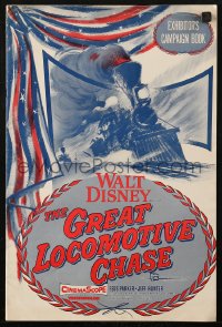 3w0654 GREAT LOCOMOTIVE CHASE pressbook 1956 Walt Disney, Fess Parker, cool railroad art, rare!