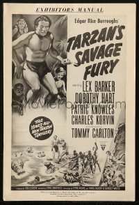 3w0684 TARZAN'S SAVAGE FURY pressbook 1952 Lex Barker & Dorothy Hart, Edgar Rice Burroughs, rare!