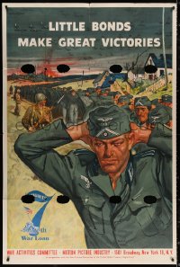 3w0020 LITTLE BONDS MAKE GREAT VICTORIES 40x60 WWII war poster 1945 art of Nazis captured, rare!