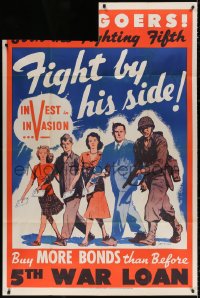 3w0568 MOVIEGOERS JOIN THE FIGHTING FIFTH 40x60 WWII war poster 1944 Gustavson art, ultra rare!