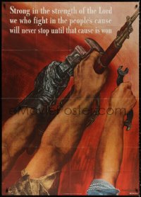 3w0021 STRONG IN THE STRENGTH OF THE LORD 40x56 WWII war poster 1942 Martin art of fighting hands!