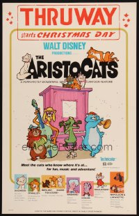 3w0728 ARISTOCATS WC 1971 Walt Disney feline jazz musical cartoon, great colorful image!