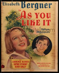 3w0729 AS YOU LIKE IT WC 1936 Laurence Olivier & Elisabeth Bergner, William Shakespeare, rare!