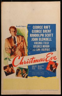 3w0740 CHRISTMAS EVE WC 1947 George Raft w/gun, George Brent, Randolph Scott, Joan Blondell, rare!