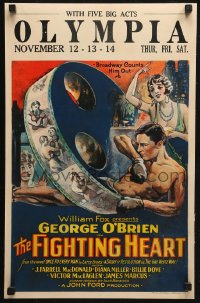 3w0757 FIGHTING HEART WC 1925 John Ford, great art of boxer George O'Brien & film reel, rare!