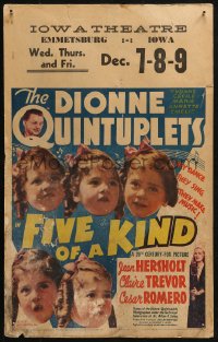 3w0760 FIVE OF A KIND WC 1938 the Dionne Quintuplets sing, dance, act & make music!