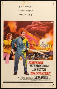 3w0777 HELLFIGHTERS WC 1968 John Wayne as fireman Red Adair, Katharine Ross, art of blazing inferno