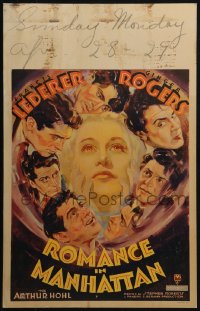 3w0831 ROMANCE IN MANHATTAN WC 1935 Ginger Rogers waited to marry illegal alien Lederer, cool art!