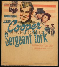3w0836 SERGEANT YORK WC 1941 great headshot artwork of Gary Cooper in uniform, Howard Hawks