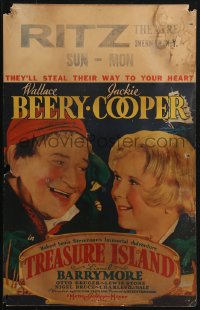 3w0860 TREASURE ISLAND WC 1934 great portrait of Wallace Beery as Long John Silver & Jackie Cooper!