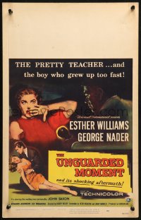 3w0863 UNGUARDED MOMENT WC 1956 close up art of teacher Esther Williams threatened by John Saxon!