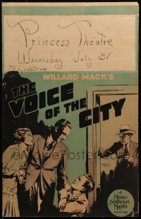 3w0866 VOICE OF THE CITY WC 1929 detective tries to help man wrongly accused of murder, cool art!