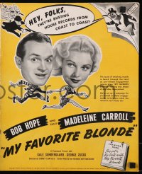 3w0668 MY FAVORITE BLONDE pressbook 1942 wacky images of Bob Hope & sexy Madeleine Carroll!