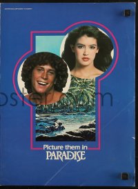 3w0627 PARADISE promo brochure 1982 art of sexy Phoebe Cates & Willie Aames alone in Paradise!