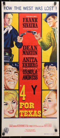 3x0304 4 FOR TEXAS Aust daybill 1964 Sinatra, Dean Martin, Anita Ekberg, Ursula Andress, Aldrich!