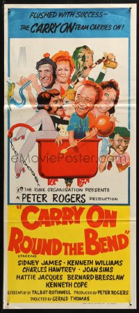 3x0349 CARRY ON ROUND THE BEND Aust daybill 1971 Sidney James, Kenneth Williams, New Zealand issue!