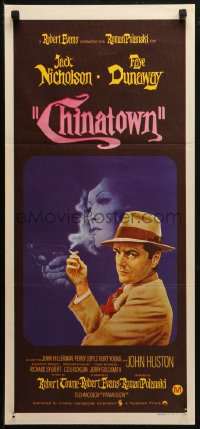 3x0353 CHINATOWN Aust daybill 1975 Amsel art of smoking Nicholson & Faye Dunaway, Roman Polanski!