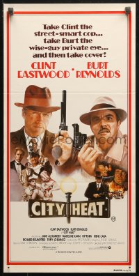 3x0354 CITY HEAT Aust daybill 1985 art of Clint Eastwood the cop & Burt Reynolds the detective!