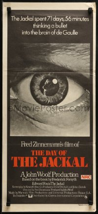 3x0364 DAY OF THE JACKAL Aust daybill 1973 Fred Zinnemann assassination classic, killer Edward Fox!