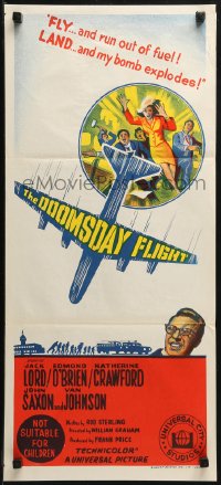 3x0375 DOOMSDAY FLIGHT Aust daybill 1968 Jack Lord, Edmond O'Brien, crashing airplane art!