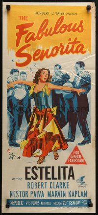 3x0390 FABULOUS SENORITA Aust daybill 1952 artwork of sexy Estelita Rodriguez dancing to music!