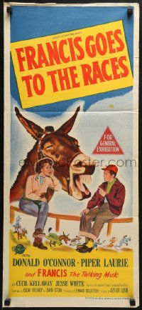 3x0402 FRANCIS GOES TO THE RACES Aust daybill 1951 Donald O'Connor & talking mule, horse racing!