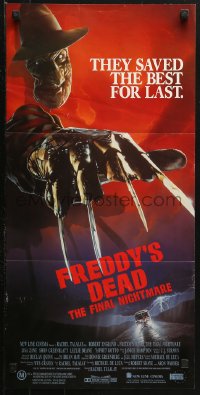 3x0405 FREDDY'S DEAD Aust daybill 1991 great close up of Robert Englund as Freddy Krueger!