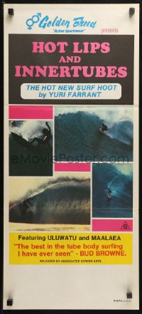 3x0431 HOT LIPS & INNERTUBES Aust daybill 1970s Yuri Farrant, surfing documentary!