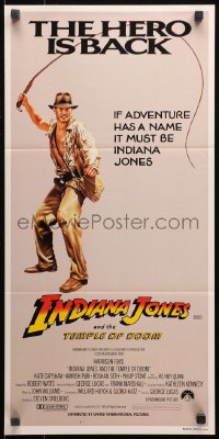 3x0438 INDIANA JONES & THE TEMPLE OF DOOM Aust daybill 1984 art of Harrison Ford, the hero is back!