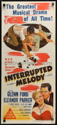 3x0441 INTERRUPTED MELODY Aust daybill 1955 Ford, Eleanor Parker as opera singer Marjorie Lawrence!