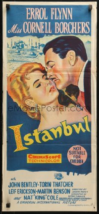 3x0442 ISTANBUL Aust daybill 1957 Errol Flynn & Cornell Borchers in city of a thousand secrets!