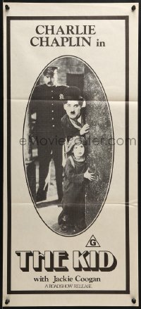 3x0451 KID Aust daybill R1970s different Leo Kouper artwork of Charlie Chaplin & Jackie Coogan!