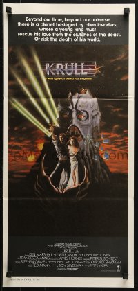 3x0453 KRULL Aust daybill 1983 fantasy art of Ken Marshall & Lysette Anthony in monster's hand!