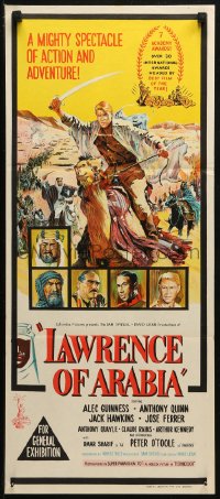 3x0458 LAWRENCE OF ARABIA Aust daybill 1963 David Lean classic art of Peter O'Toole!
