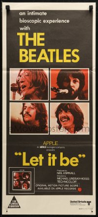 3x0460 LET IT BE Aust daybill 1970 The Beatles, John Lennon, Paul McCartney, Ringo, George Harrison