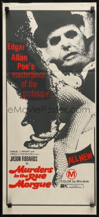 3x0474 MURDERS IN THE RUE MORGUE Aust daybill 1971 Edgar Allan Poe, sexy legs in fishnet stockings!