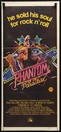 3x0486 PHANTOM OF THE PARADISE Aust daybill 1974 Brian De Palma, he sold his soul for rock n' roll!