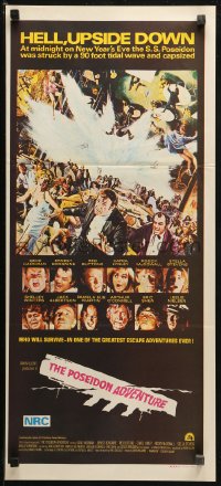 3x0492 POSEIDON ADVENTURE Aust daybill 1973 Gene Hackman & Stella Stevens escaping by Mort Kunstler!