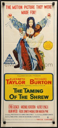 3x0533 TAMING OF THE SHREW Aust daybill 1967 different art of Elizabeth Taylor & Richard Burton!