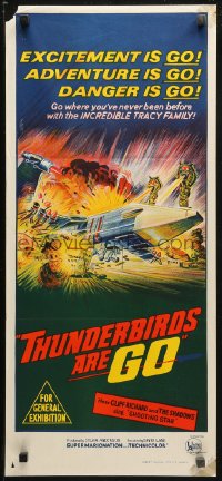 3x0541 THUNDERBIRDS ARE GO Aust daybill 1966 marionette puppets, cool sci-fi action artwork!