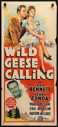 3x0562 WILD GEESE CALLING Aust daybill 1941 great portrait of Henry Fonda & sexy Joan Bennett!