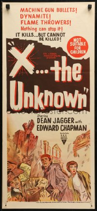 3x0567 X THE UNKNOWN Aust daybill 1956 it rises from 2000 miles beneath Earth, Southern Studios art!