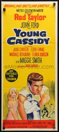 3x0570 YOUNG CASSIDY Aust daybill 1965 John Ford, bellowing, brawling, womanizing Rod Taylor!