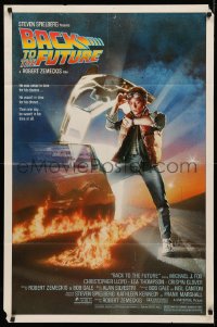 3x0660 BACK TO THE FUTURE studio style 1sh 1985 art of Michael J. Fox & Delorean by Drew Struzan!