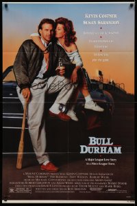 3x0698 BULL DURHAM 1sh 1988 great image of baseball player Kevin Costner & sexy Susan Sarandon