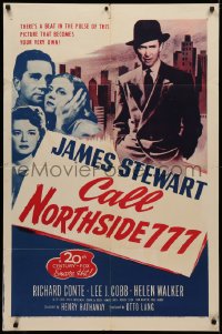 3x0704 CALL NORTHSIDE 777 1sh R1955 different image of James Stewart, Conte & Walker!