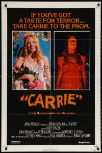 3x0707 CARRIE 1sh 1976 Stephen King, Sissy Spacek before and after her bloodbath at the prom!